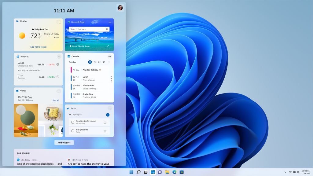 рабочее меню Windows 11