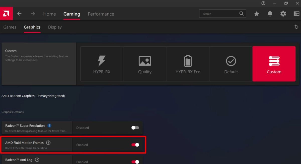 AMD Fluid Motion Frames (AFMF)