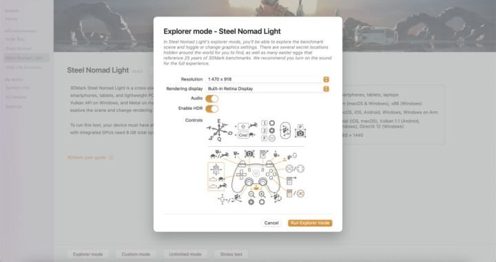 3DMark for macOS explorer mode