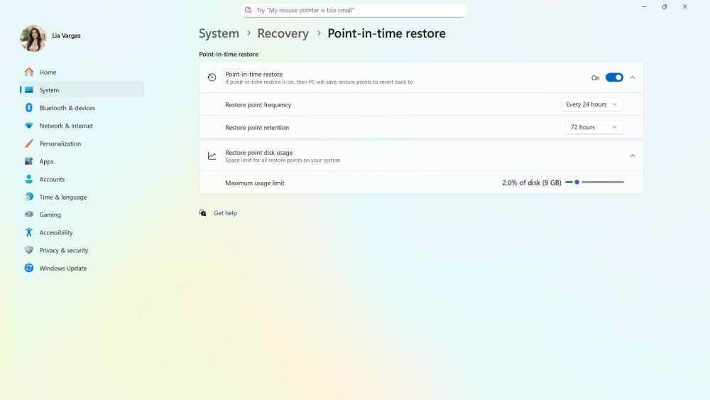 Point-in-time restore