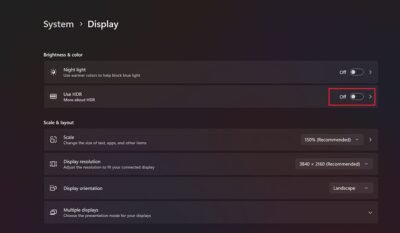 Включение HDR в Windows